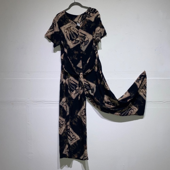 Vintage Black and cream super wide leg jumpsuit - Picture 12 of 13